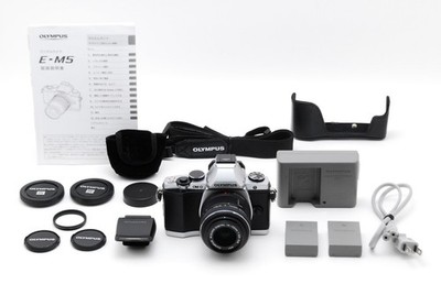 *MINT* Olympus OM-D E-M5 Silver Digital Camera 14-42 Lens Flash Hood Set #JAPAN