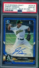 Jeremy Eierman Rookie 2018 Bowman Draft Chrome Auto Blue Wave #CDA-JE PSA 10