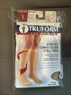 Truform Compression Stockings 30-40 Beige XL Extra Firm Below Knee Closed Toe