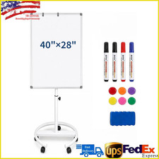 40'' 28'' Portable Rolling Whiteboard with Stand, for Office, Classroom, Home