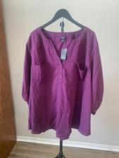 Torrid Harper Challis Pullover Blouse 6x Purple Winter Bloom 3/4 sleeve Plus Siz