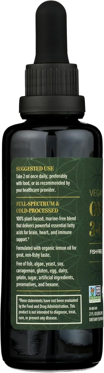 Omega 3‑6‑9‑7 Vegan Supplement – Organic Fish Oil Alternative w/ Flax & Seaberry