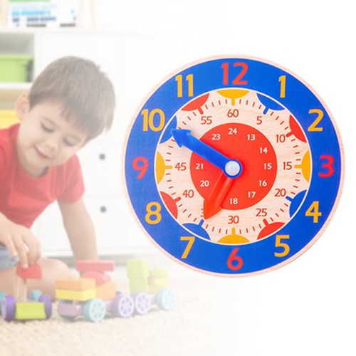 ヘBlue Clock Wooden Cognitive Clock Improve Observation Teaching Clock Educat - Picture 3 of 12