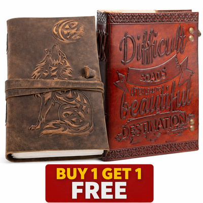 Handmade Vintage Leather Diary 7x5 Blank 200 Pages Rustic  Buy 1 Get 1 Free
