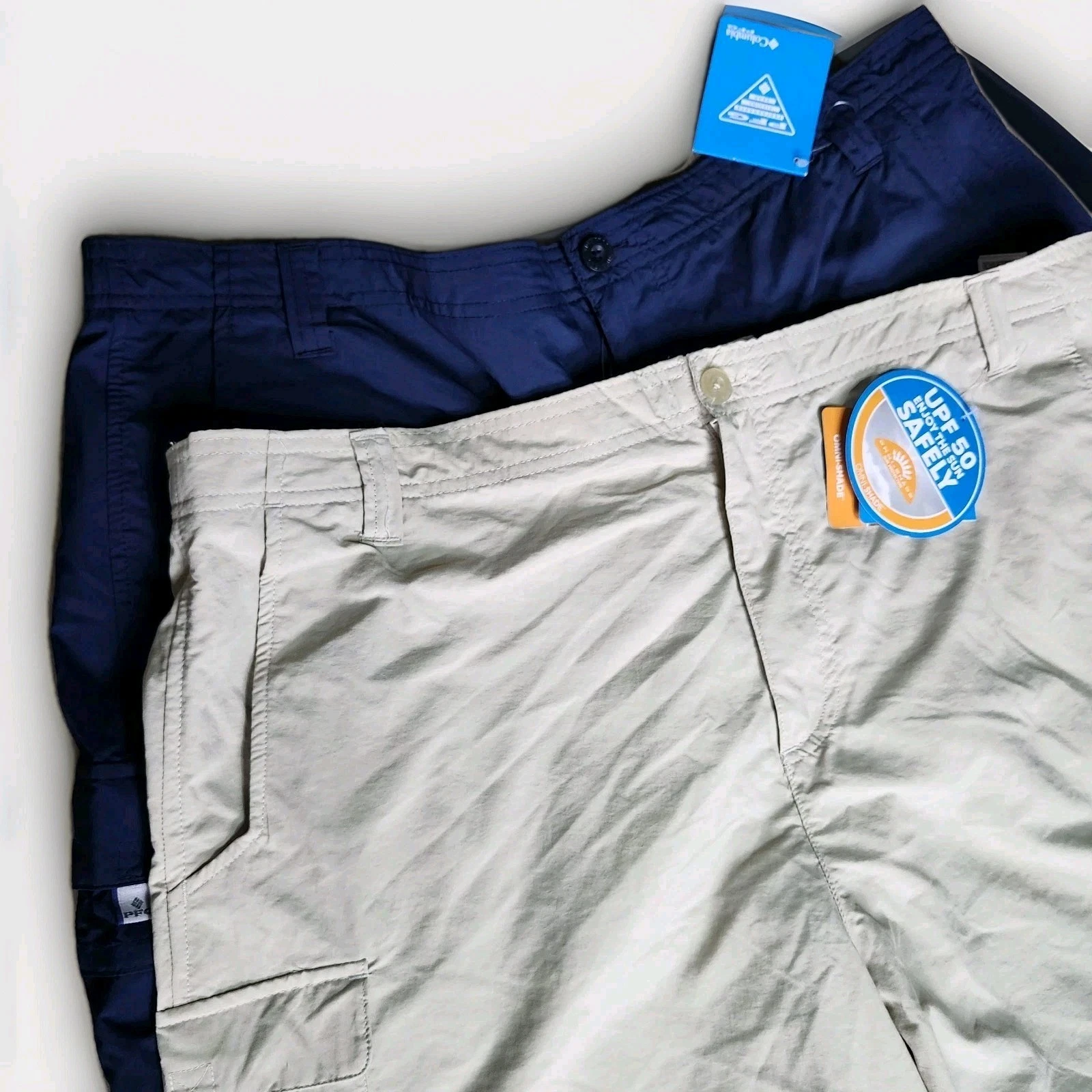 Columbia PFG Bahama Short Men XXL 8" Blue Khaki Fishing Outdoor Lightweight UPF