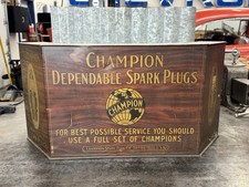 1920s Champion Dependable Spark Plug Display Cabinet Countertop Gas Station Sign 1920s Champion Dependable Spark Plug Display Cabinet Countertop Gas Station Sign