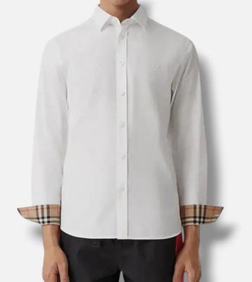 Burberry London Men's White Monogram Motif Slim-fit Shirt Size 2