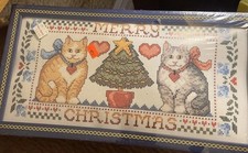 Counted Cross Stitch Embroidery Kit, Christmas Cats, Sealed And New.