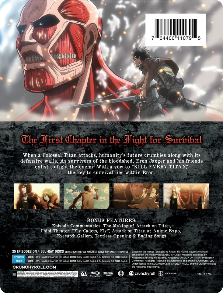 Steelbook Attack on Titan: Season 1 Complete (Blu-ray) New - Image 4 of 4