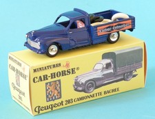 Rare Car-Horse Peugeot 203 pick up pneu Kleber bleue style Dinky cij jrd Norev