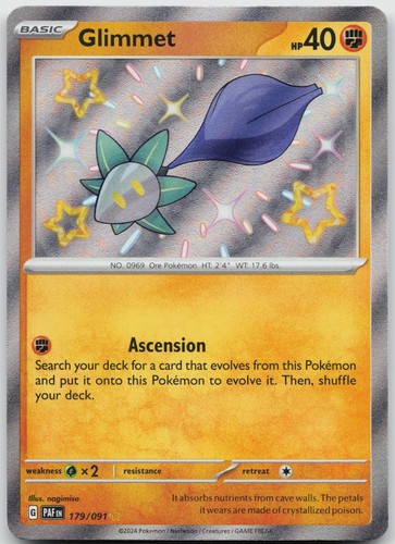 Glimmet 179/091 Shiny Rare Paldean Fates Pokemon Holo Near Mint