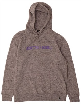 Animal Mens Graphic Hoodie Jumper Large Grey Flecked Cotton BC03