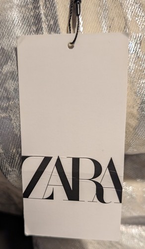 ZARA The Boy Boy Fit Silver Relaxed Fit Wide Leg Mid Waist Jeans Size 12 - NWT - Picture 18 of 19