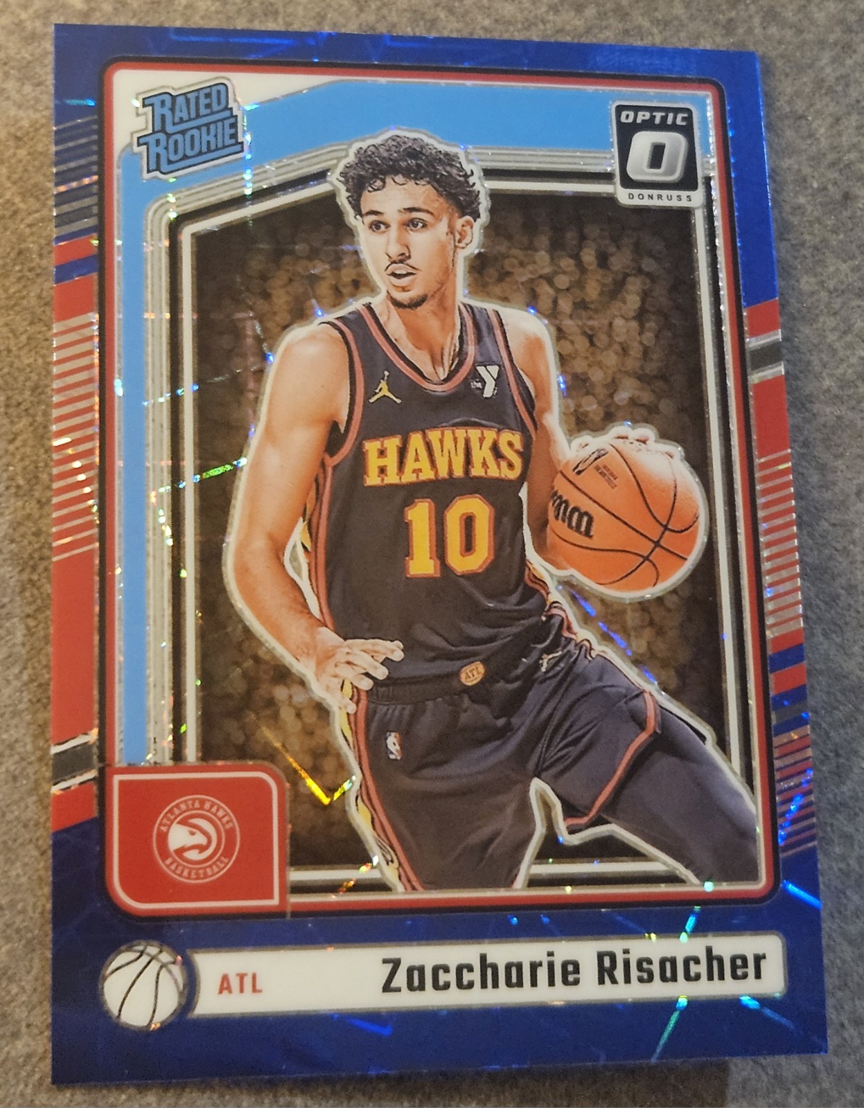 2024-25 Donruss Optic Zaccharie Risacher Rated Rookie Blue Velocity Prizm #268