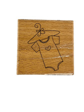 NEW studio g crafting wooden rubber stamp baby bodysuit on hanger