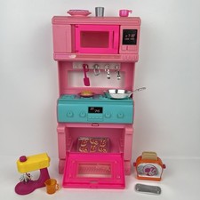 1994 Barbie Kitchen Stove Oven Microwave Stand  Baking Accessories Lot 16 pcs