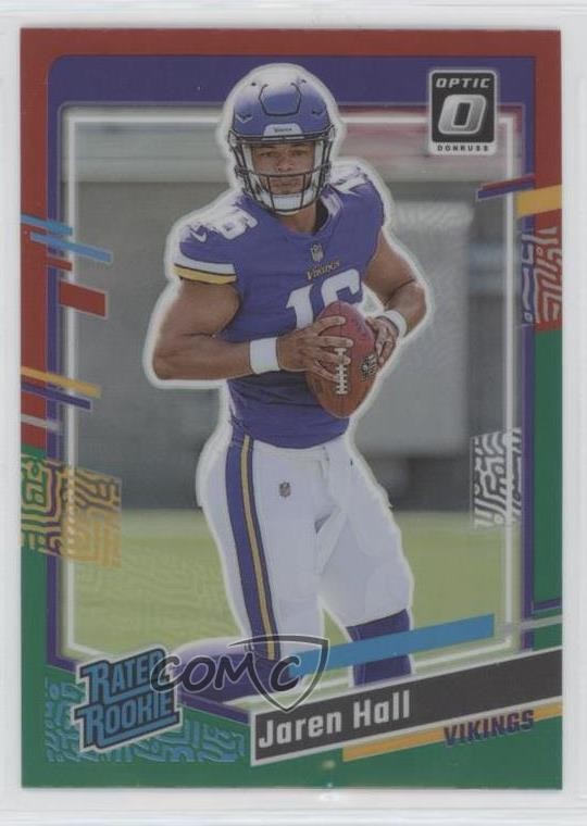 2023 Donruss Rated Optic Preview Red & Green Prizm Jaren Hall #367 Rookie RC 1by