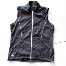 ADIDAS Women's Golf Full Zip Vest Size L Zip Pockets Black Clima Proof Wind