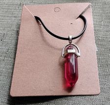 Charm Pendant Necklace Red Hexagon Crystal Si...