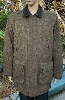 vintage NAUTICA 100% Wool Field Yard Hunting Car Coat Jacket L