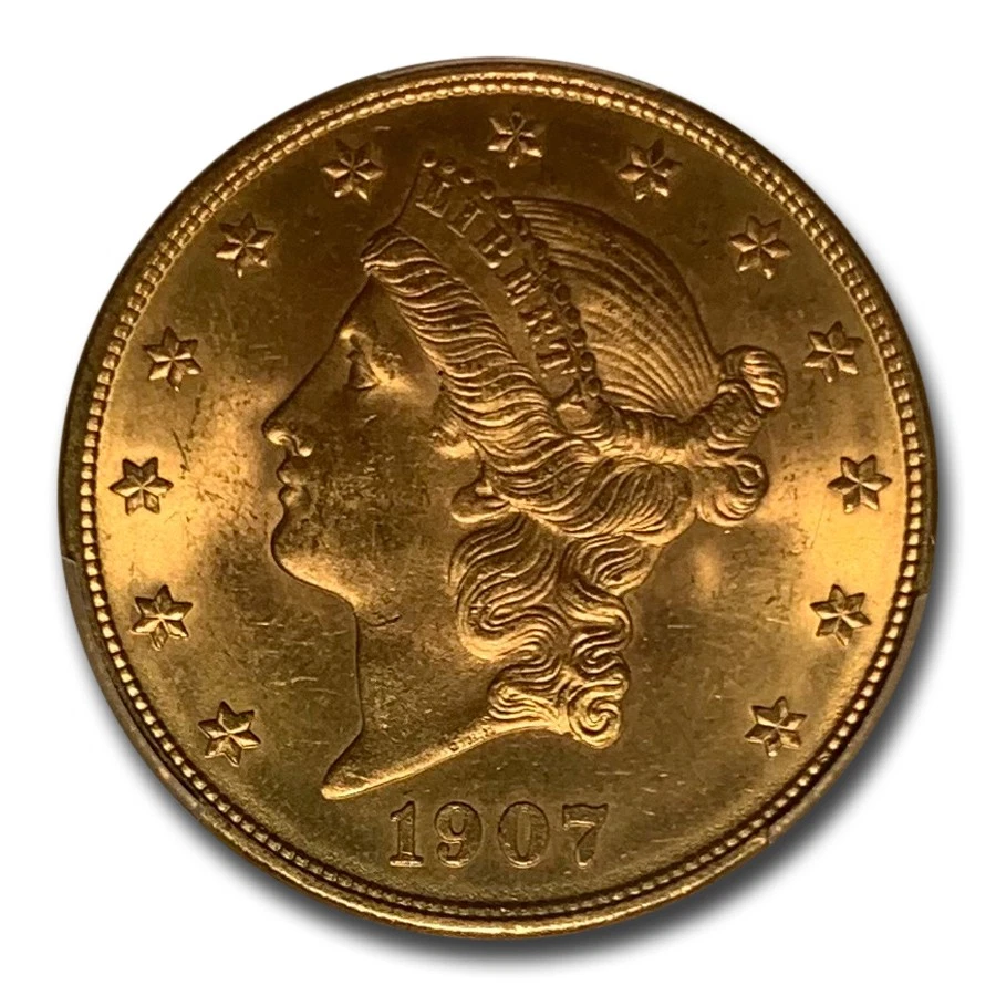 Золотой двойной орел 1907-D $20 Liberty MS-65 PCGS - Изображение 2 из 3