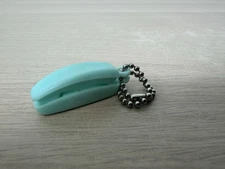 Vintage Bell Telephone / AT&T Aqua Plastic Trimline Phone Promo Keychain