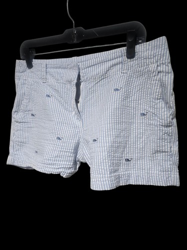 Pantalones Cortos Chinos Náuticos Vineyard Vines 8 Azul Blanco Rayas Seersucker Ballena 3"