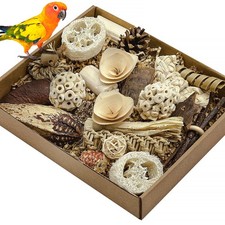 Natural Bird Toy Foraging Parrot Shredding Toys Box Conure Chewing Toys for C...