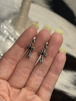 2002 Chrome Hearts Sterling silver 925 Cross Stud dangle earrings