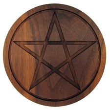 Wood Altar Pentacle Black Walnut Solid Wood Wiccan Pentacle Paten