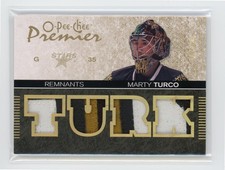 2007-08 O-PEE-CHEE PREMIER REMNANTS QUAD GAME USED PATCH GOLD /20 MARTY TURCO