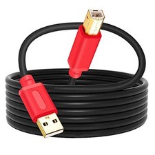 Tan QY Printer Cable 30Ft, USB 2.0 High Speed Gold-Plated Red, 30Ft
