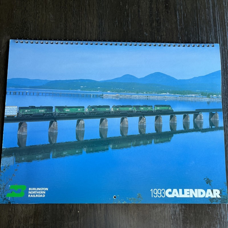 Vintage 1993 Burlington Northern Railroad Wall Calendar