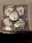 Lot of FIVE (5)  1 Troy oz Silver .999 Rounds In Protective Sleeves
