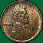 1917 RB Lincoln Wheat Cent Uncirculated UNC Coin, Cleaning #34025