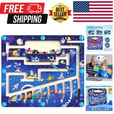 Magnetic Color and Number Maze - Montessori Toys for 3  Old - Wooden Color M...