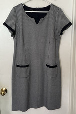 Talbots A-Line Ponte Bold Houndstooth Dress Sz 16 Workwear Career
