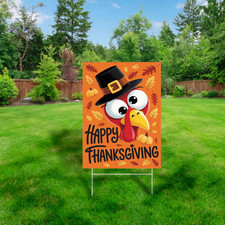 Funny Turkey Happy Thanksgiving Yard Sign Fall Outdoor Decor