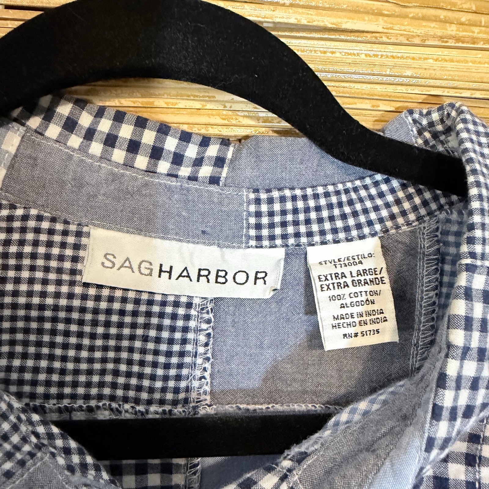 Sag Harbor Patchwork squares Gingham Button Front… - image 3