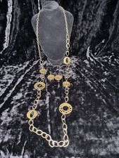 Bronze Tone Geometric Necklace and Earrings S...