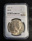 1923 Peace Dollar NGC MS 63 $1 Silver Coin Philadelphia KM#150 6812796-075