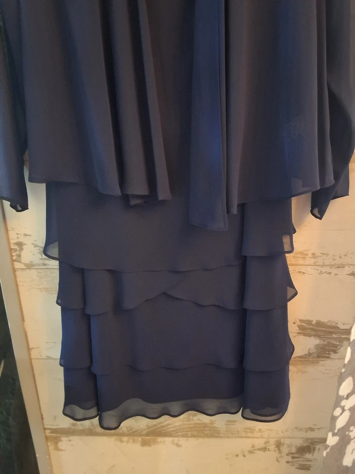 S.L. Maxi conjunto de vestido y chaqueta sin mangas Fashions azul marino de 2 piezas talla 18W Foto 3 de 4