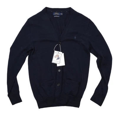 POLO RALPH LAUREN Strickjacke Gr M ca 47,5cm SLIM FIT Washable Merino Wolle Blau - Bild 1 von 4