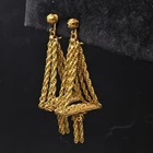 Vintage Gold Tone Chained Tassel Clip On Earrings Costume Jewelry