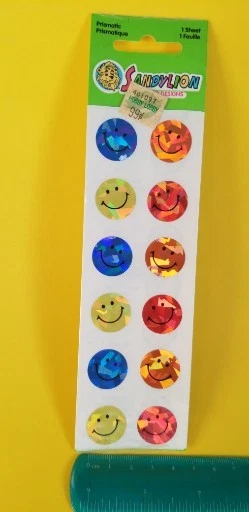 Vintage Sandylion Prismatic Smiley FACES Sticker Sheet NOS - Image 4 of 4