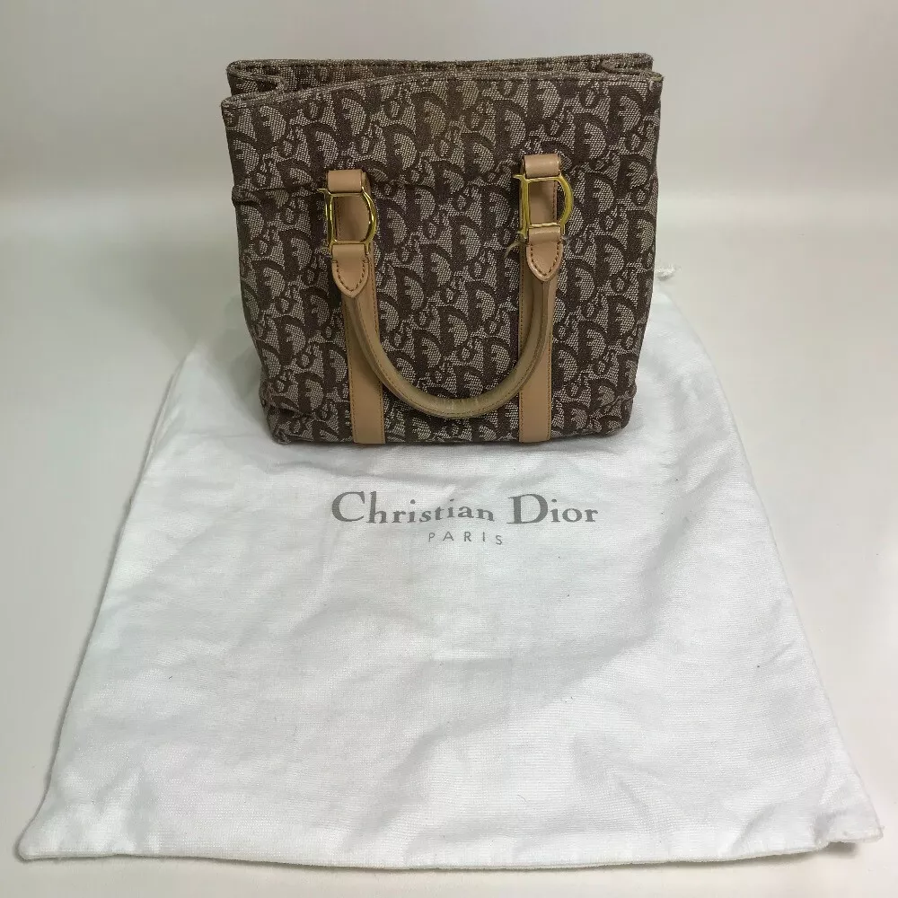 Sac à main trotteur Christian Dior sac fourre tout toile cuir femme beige 202406R