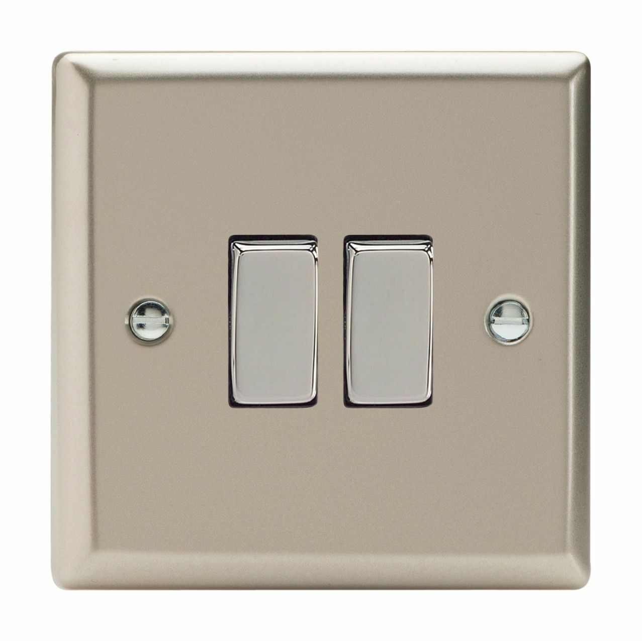 Varilight XN77D Satin Chrome 2 Gang Intermediate Rocker Switch Metal Rockers