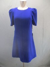 NWT Eliza J Size 6 Womens Blue Zip Short Puffed Sleeve Short A-Line Dress 695