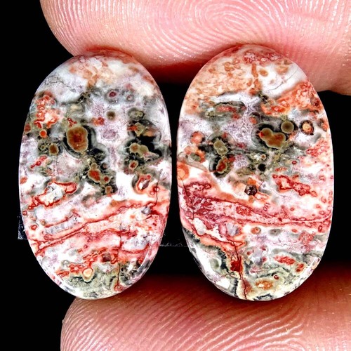 Natural Bird Eye Jasper Matched Pair Oval Pear Cushion Cab Loose Gemstone PK14 - Imagen 2 de 165