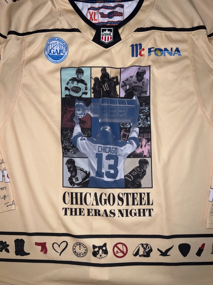 CHICAGO STEEL Chris Able GAME WORN Taylor Swift Eras Night Hockey